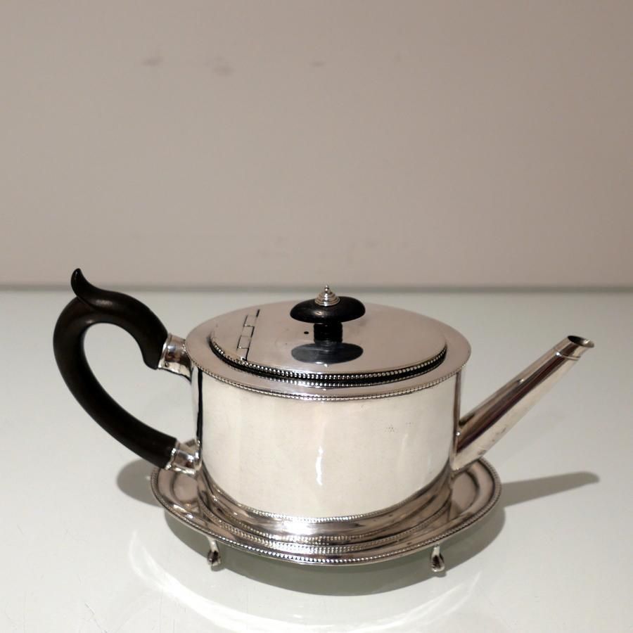 18th Century Antique George III Sterling Silver Teapot On Stand Newcastle 1784/86 John Langlands & John Robertson photo 2650.0