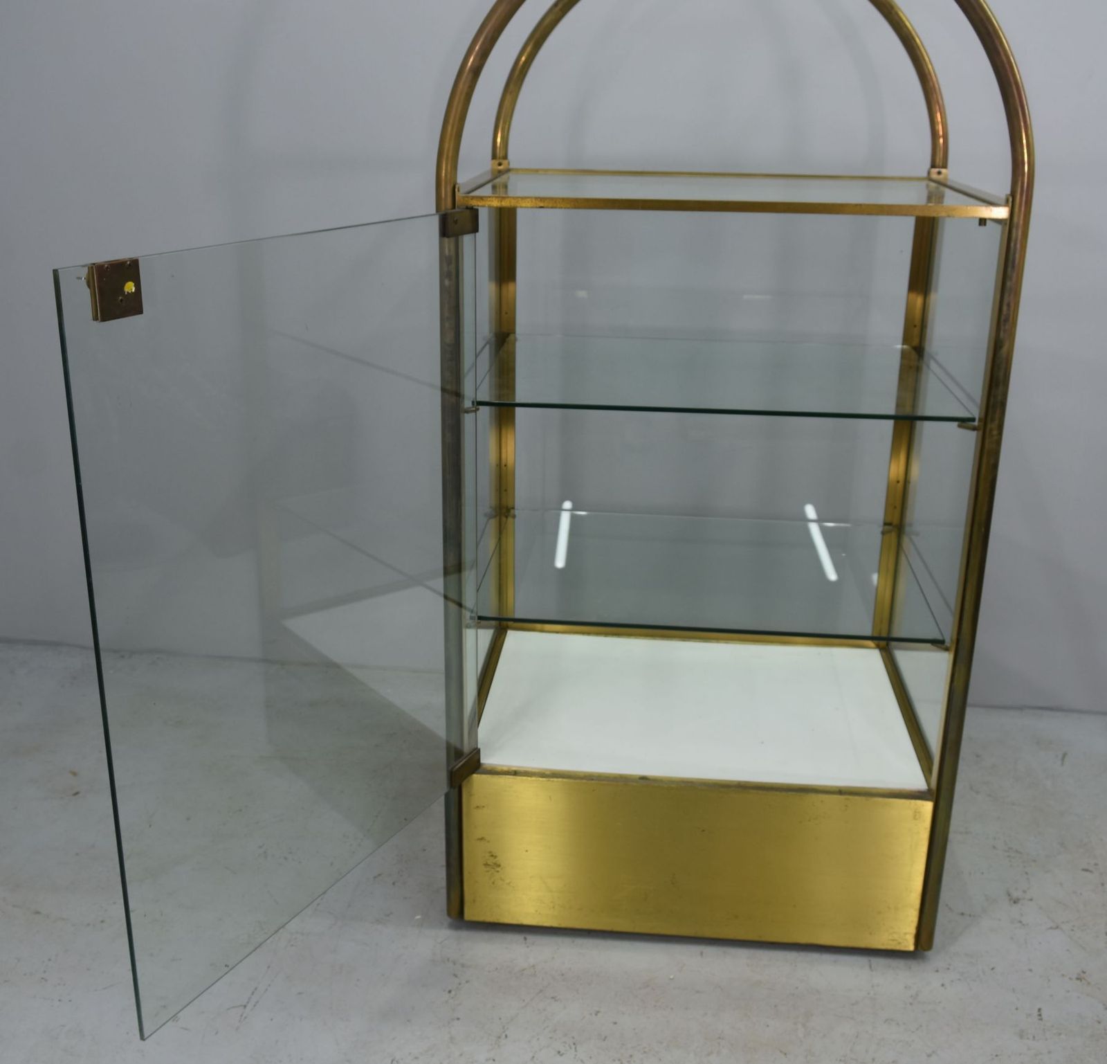 Collector's Arched Brass Showcase 1970 photo Furniture