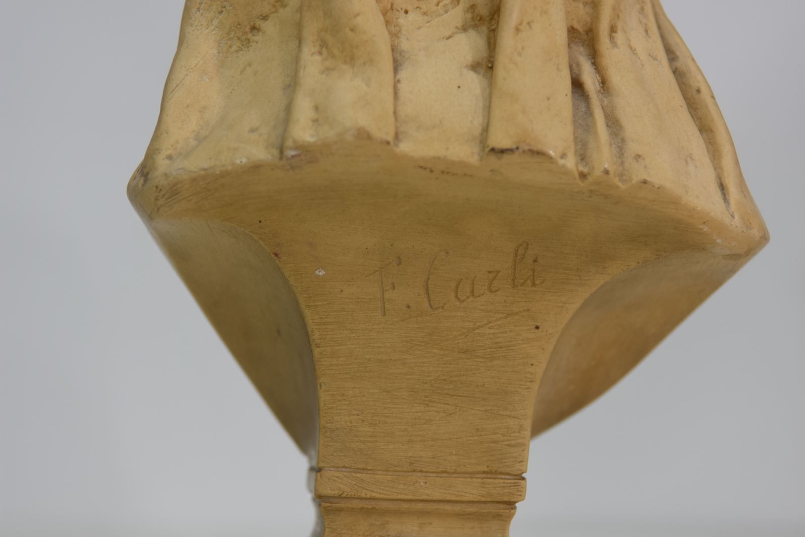 Terracotta Statuette Of The Virgin Saint By F. Carli photo vinterior