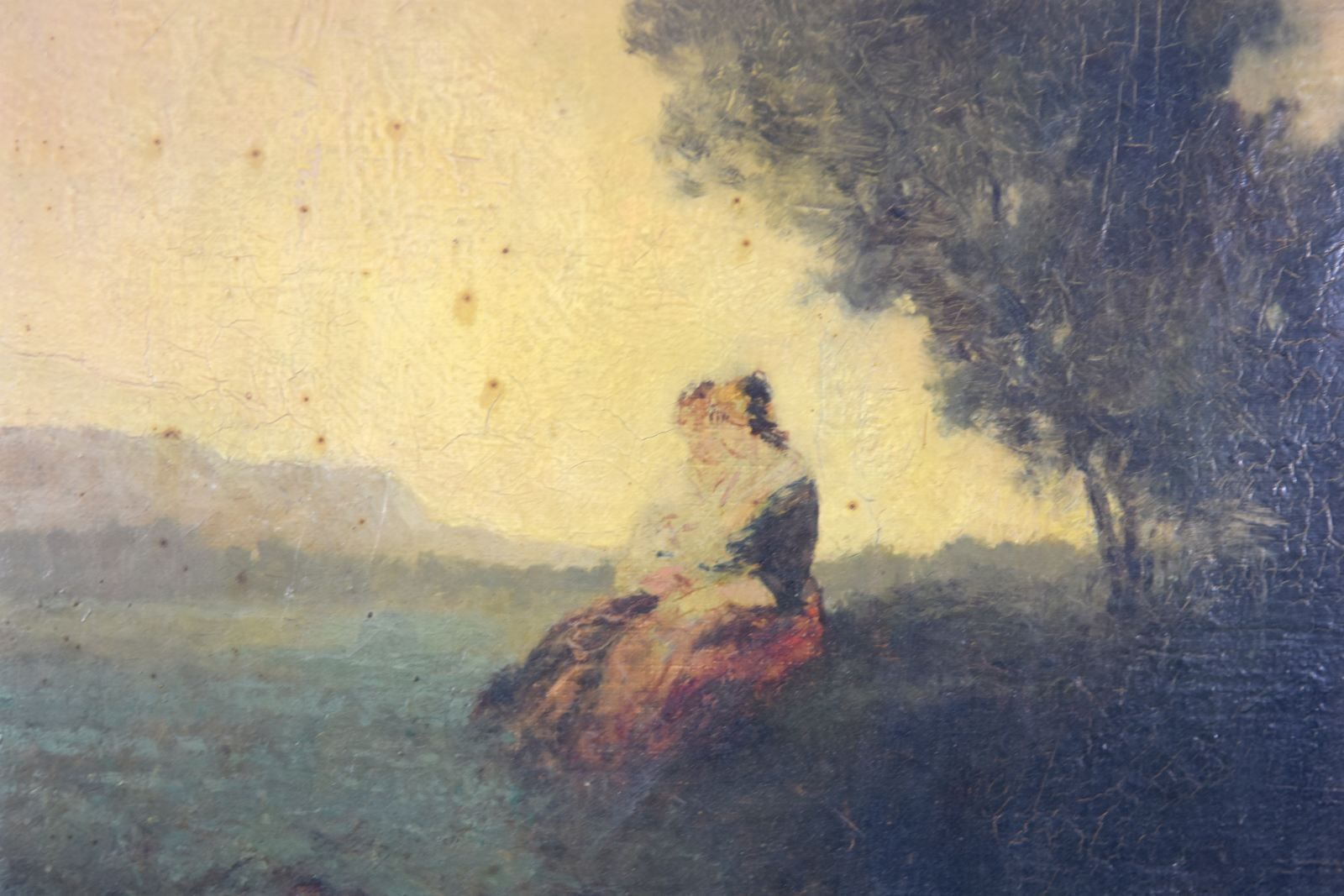 Woman In The Countryside Oil On Canvas Xi Xth photo furniture