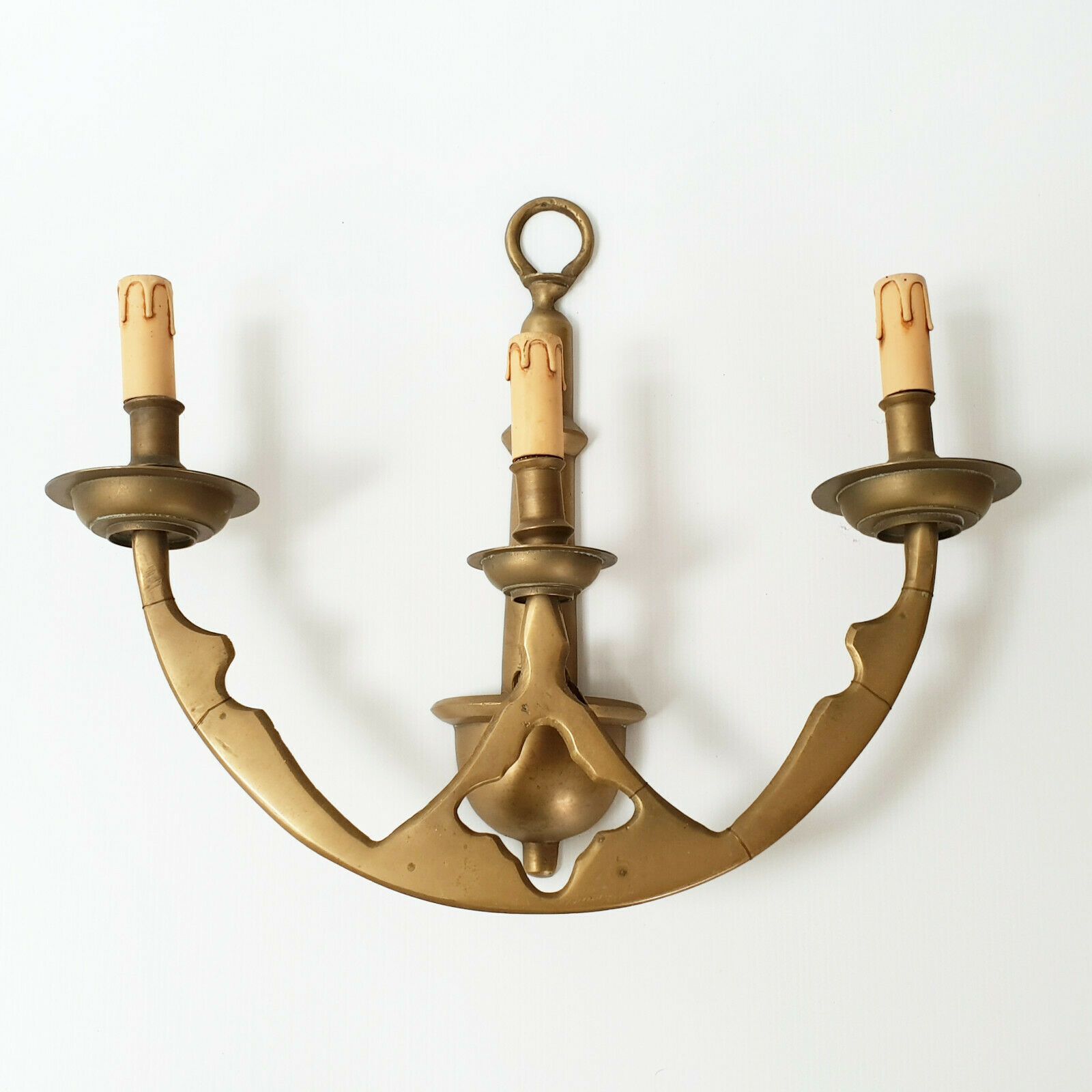 Superb Pair Of Large Wall Lamps Anchors 1950 Vintage In Brass 50s 1950s photo furniture