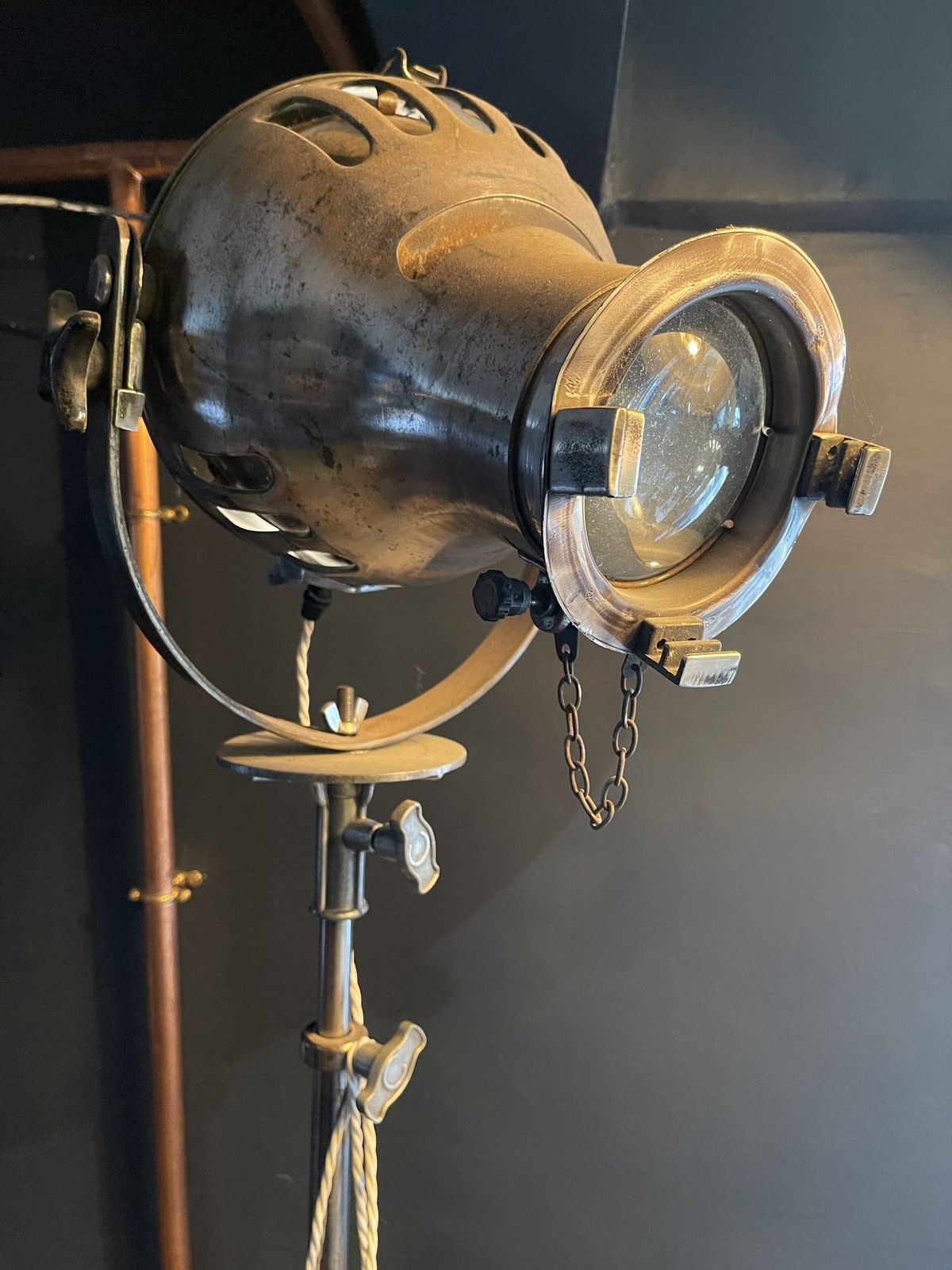 Rare Furse Theatre Light On A Very Rare And Original Polished Chrome And Brass Stand photo vintage