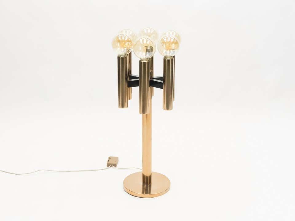 Grande lampe de table ou lampadaire danois Jo Hammerborg en cuivre, années 1960 photo for sale