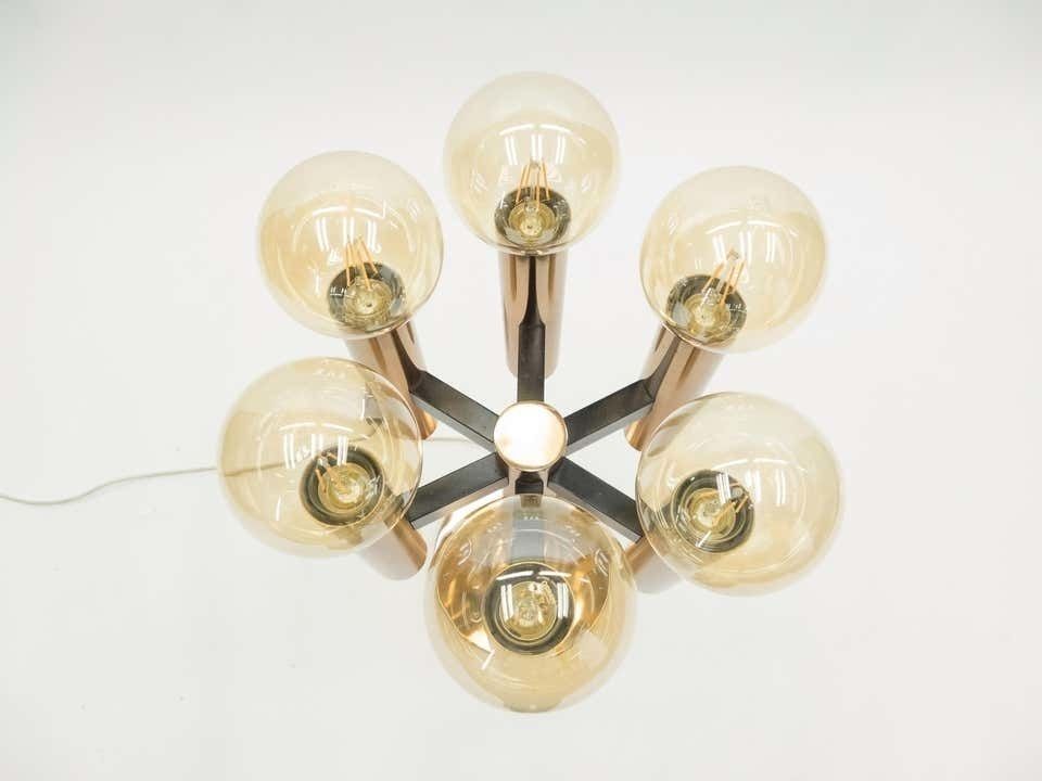 Grande lampe de table ou lampadaire danois Jo Hammerborg en cuivre, années 1960 photo vintage