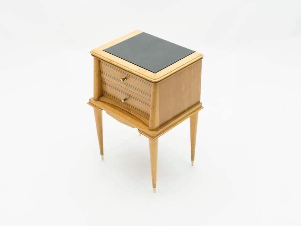 Tables de chevet françaises en sycomore, 2 tiroirs, attribuées à Suzanne Guiguichon, années 1950 photo 4363.17