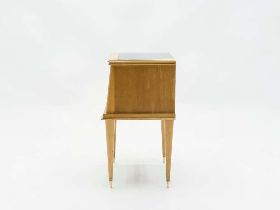 photo for sale French Sycamore Nightstands 2 Drawers Attributed To Suzanne Guiguichon, 1950s