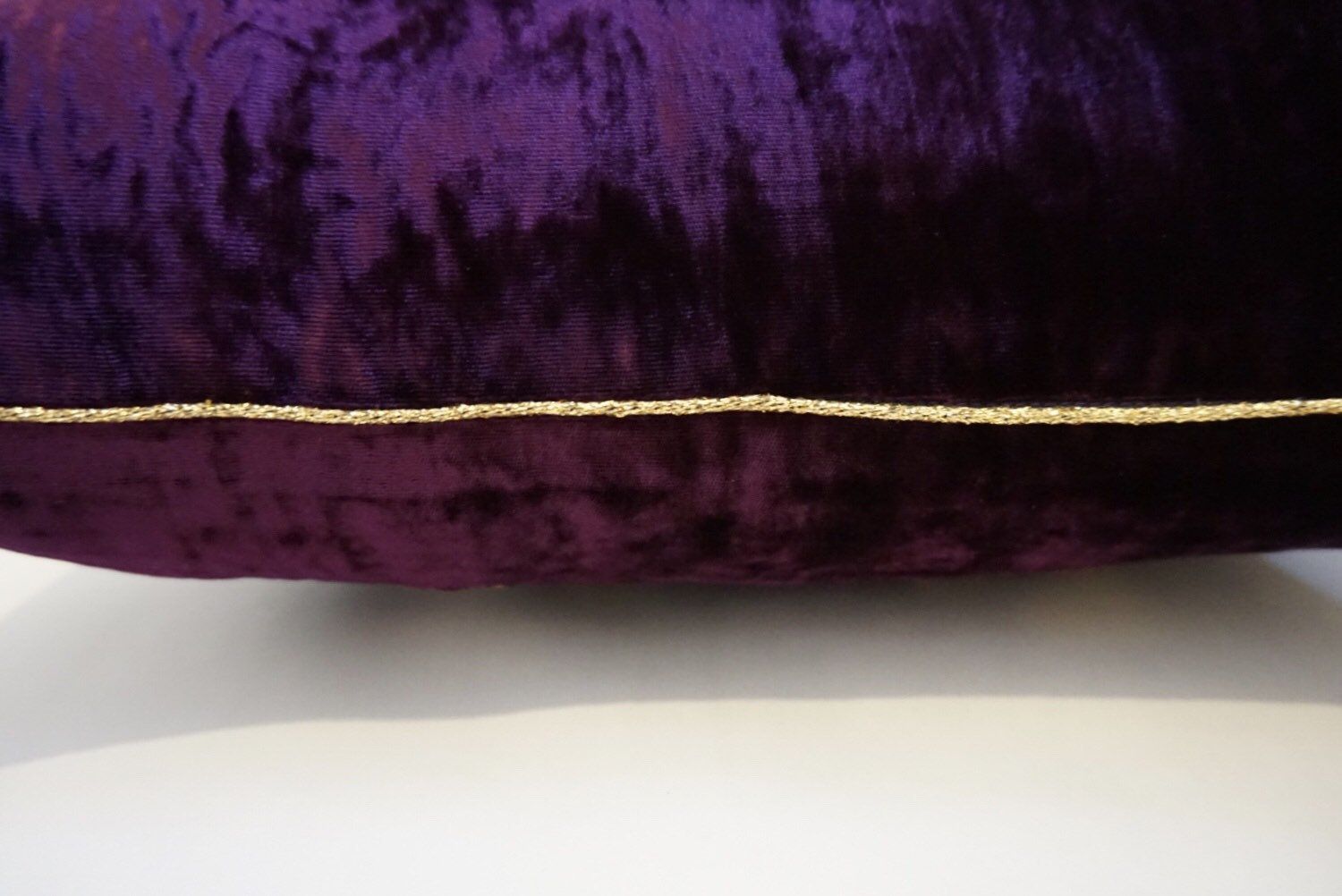 Purple Velvet Cushion With Red,Black And Gold Sequinned Love Heart And Scroll Appliqué. photo Textiles