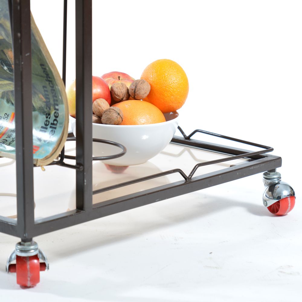 1970s Serving Trolley In Metal And Smoked Glass, Czechoslovakia photo furniture