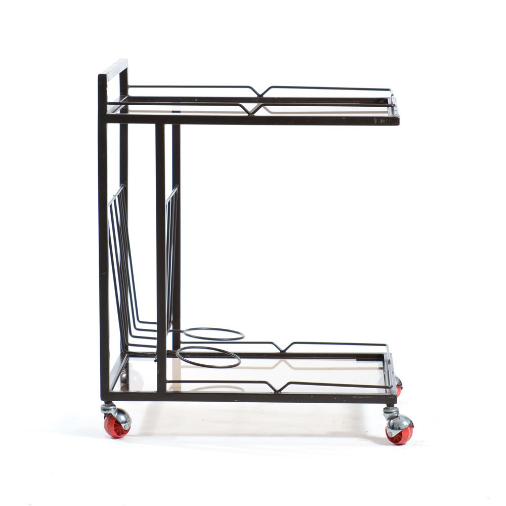 1970s Serving Trolley In Metal And Smoked Glass, Czechoslovakia photo Furniture