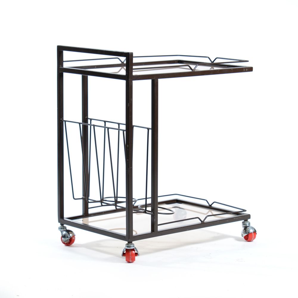 1970s Serving Trolley In Metal And Smoked Glass, Czechoslovakia photo buy