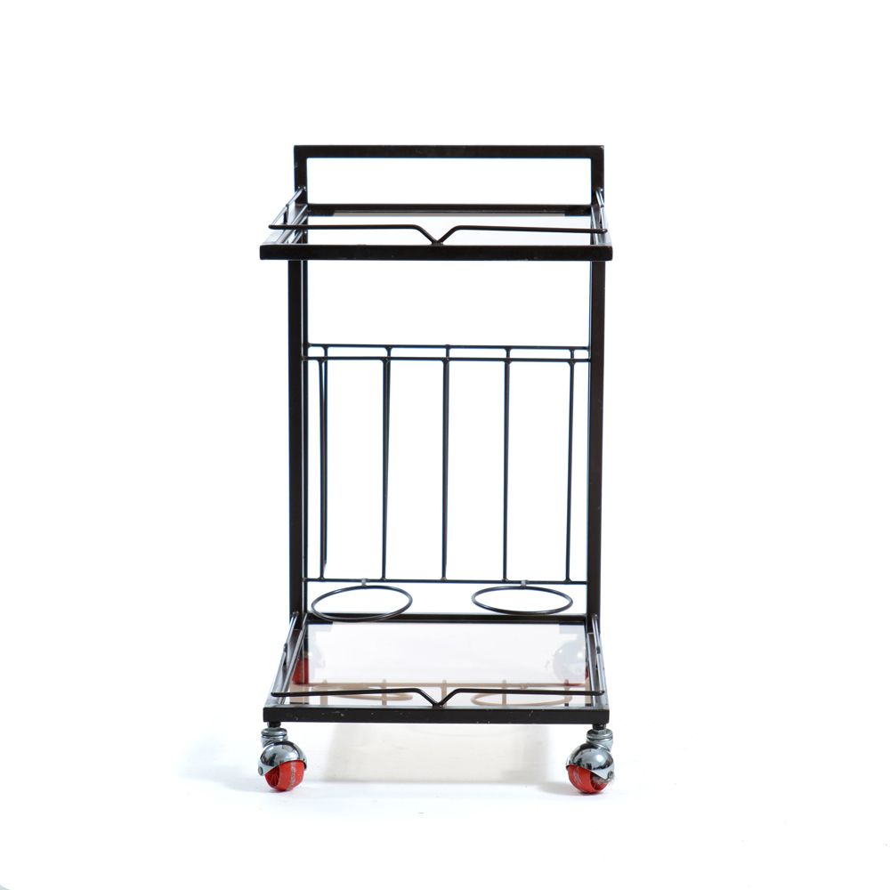 photo furniture 1970s Serving Trolley In Metal And Smoked Glass, Czechoslovakia