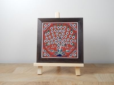 Turkish Kutahya Pottery, Tiles, Art Painting J, Picture Frame Size L Tree Of Life Pattern Frame