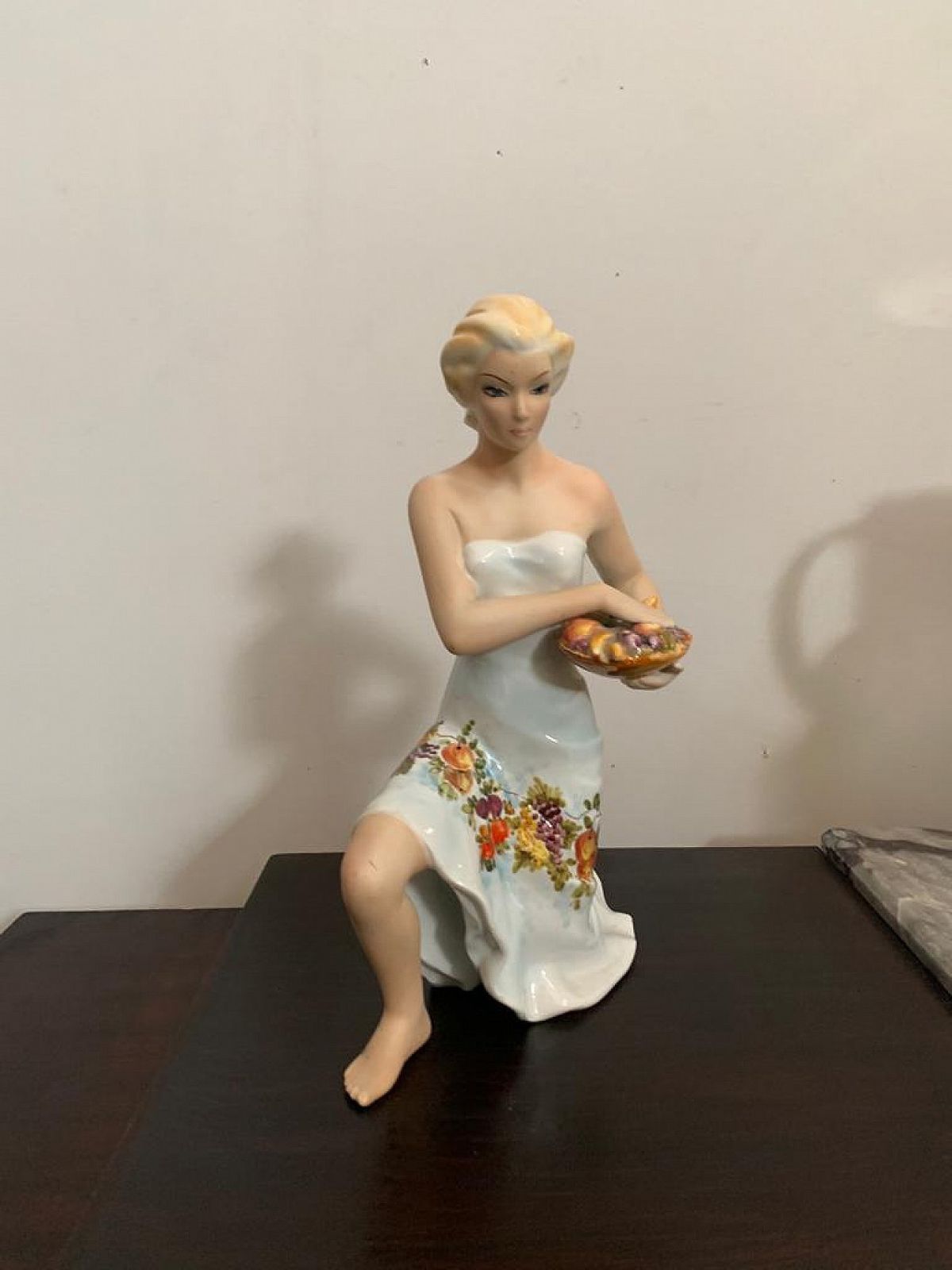 Ceramic Sculpture Of A Woman Carrying A Basket Of Fruit By Favaro Cecchetto, 50s photo furniture