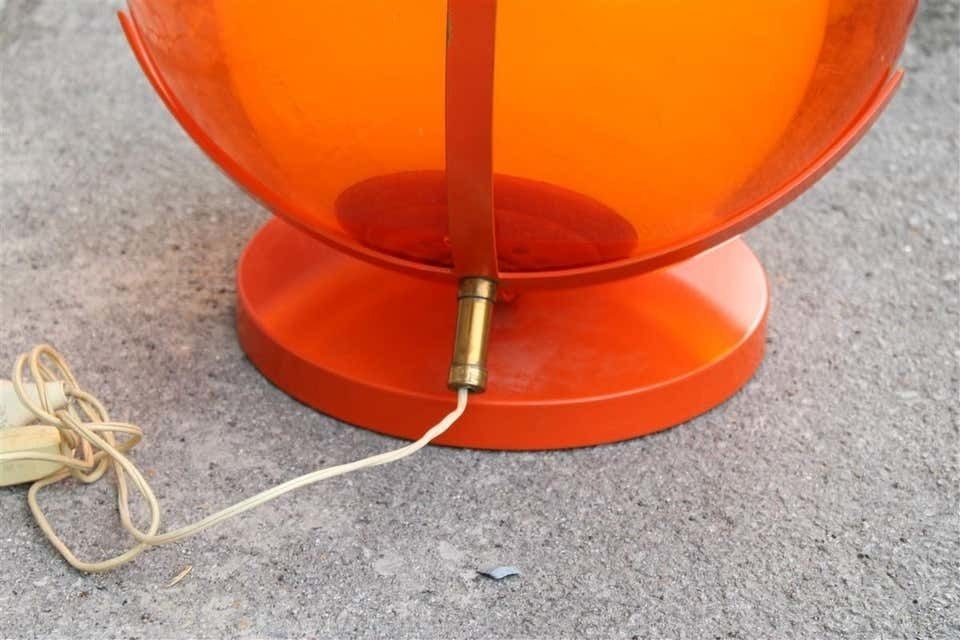 Italian Table Lamp Curved Plexiglass Harvey Guzzini Design 1960s Orange White photo buy