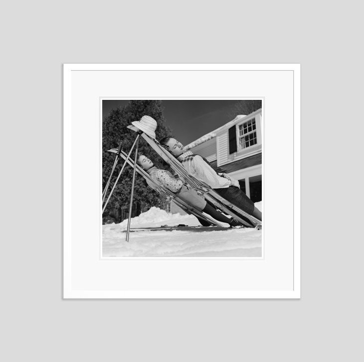 Slim Aarons 'New England Skiing' 1955 Silver Gelatin Print Framed In White