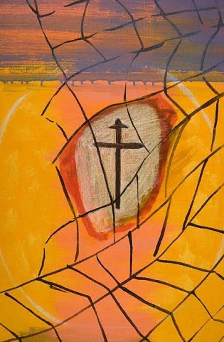 Ivy Lysdal, Acrylic On Canvas, Abstract Modernist Painting, Late 20th Century photo furniture