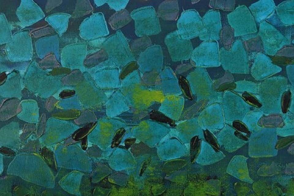Ivy Lysdal, Acrylic On Canvas, Abstract Modernist Painting, Late 20th Century photo furniture
