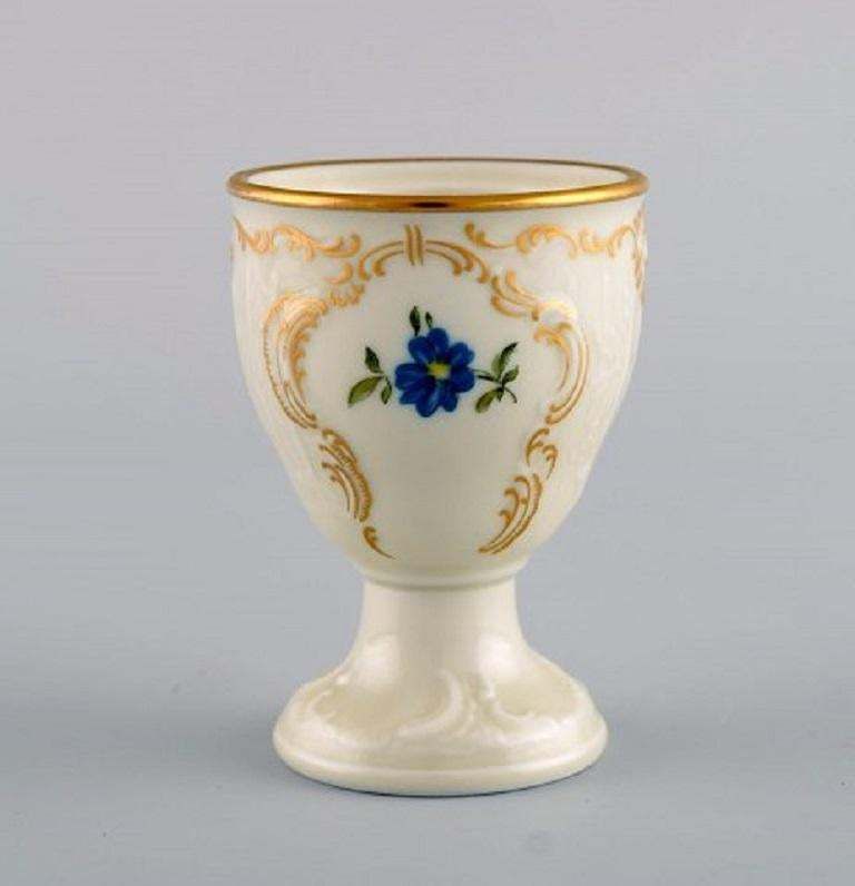 Six Rosenthal Classic Rose Egg Cups In Hand Painted Porcelain, Mid 20th Century
