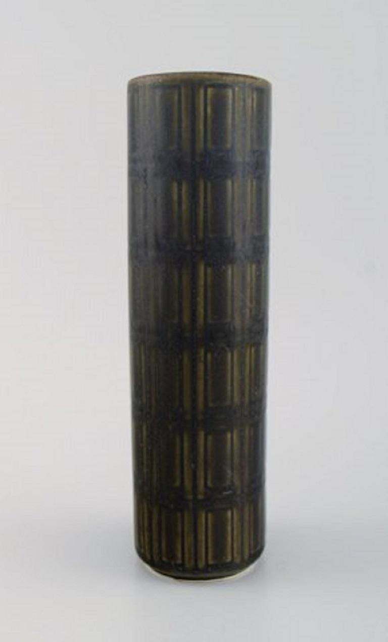Arabia, Finland, Vase In Glazed In Ceramics, Glaze In Dark Green Shades