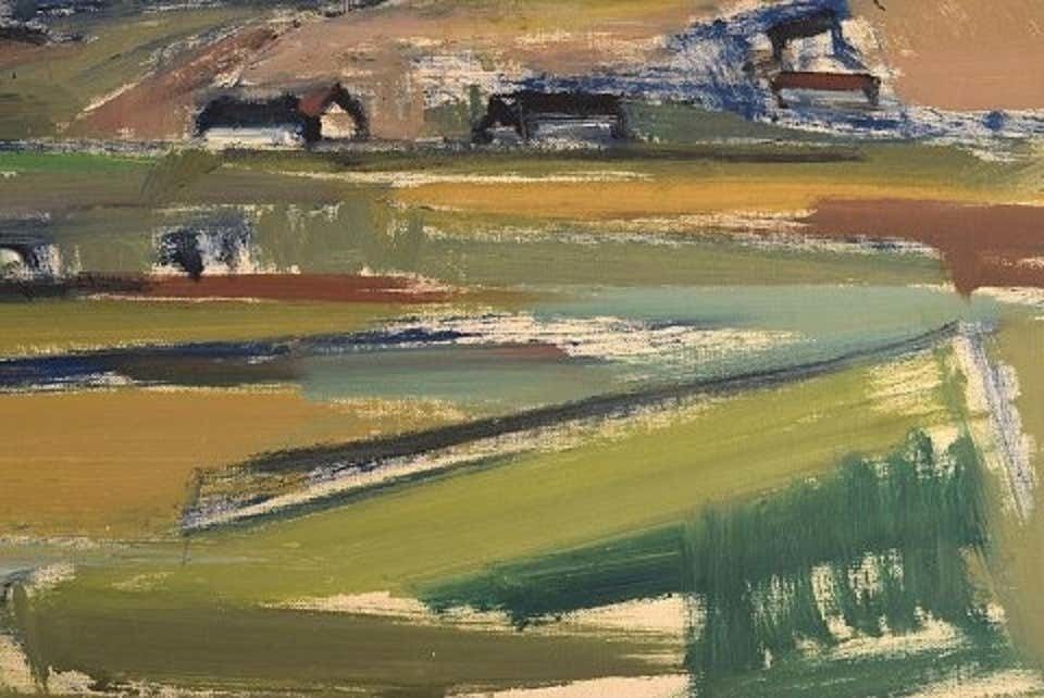 Uno Svärd, Sweden, Oil On Canvas, Modernist Landscape, 1960s 1970s photo 716.0