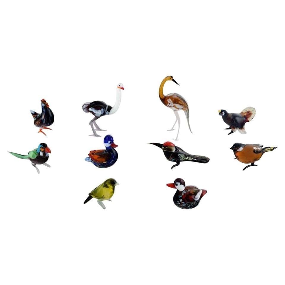 Swedish Art Glass, Ten Miniature Figures In The Form Of Birds, 1970s 1980s photo furniture