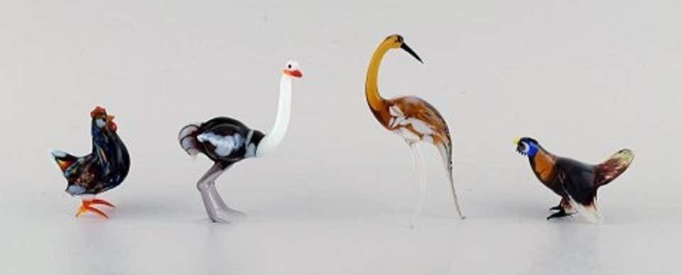 Swedish Art Glass, Ten Miniature Figures In The Form Of Birds, 1970s 1980s photo for sale