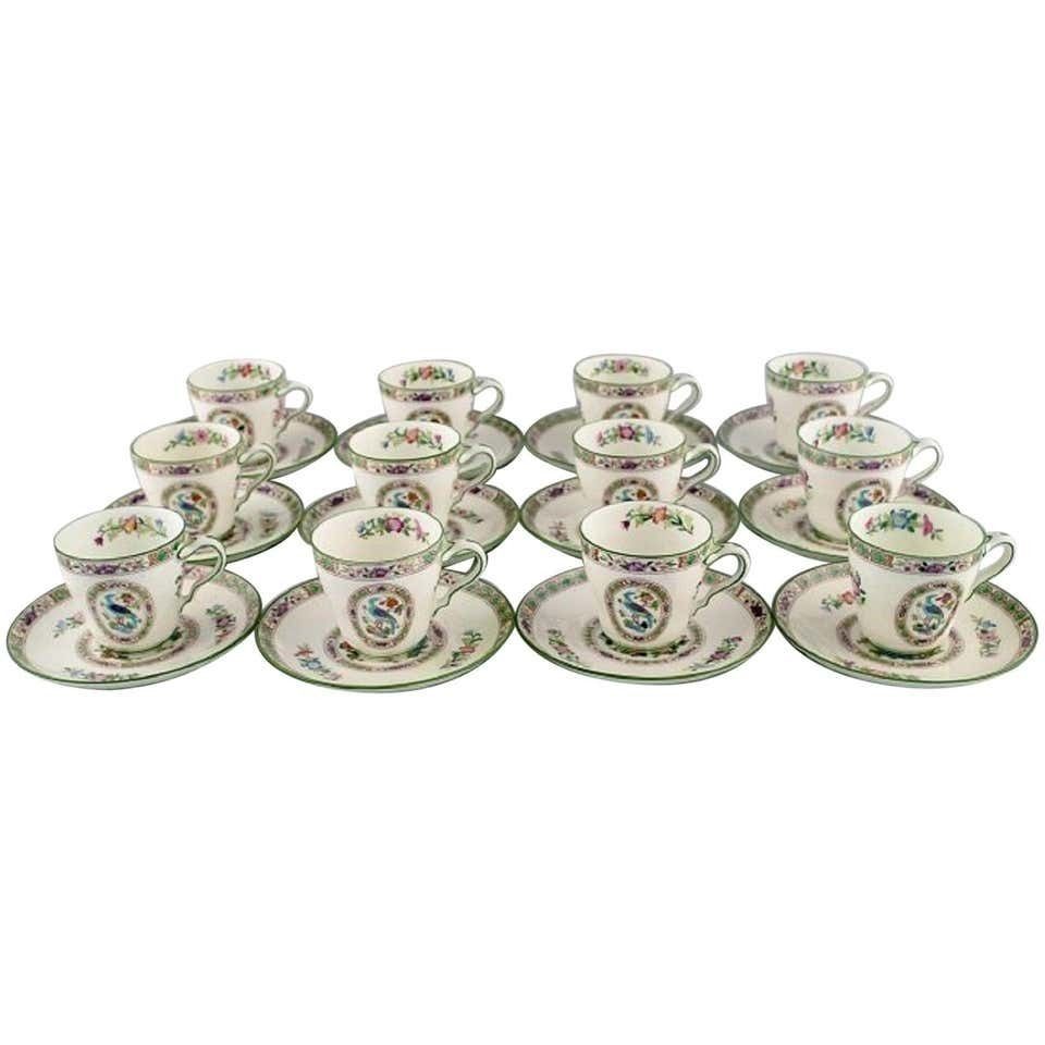 Wedgwood, England, Coffee Service For 12 People In Hand Painted Porcelain
