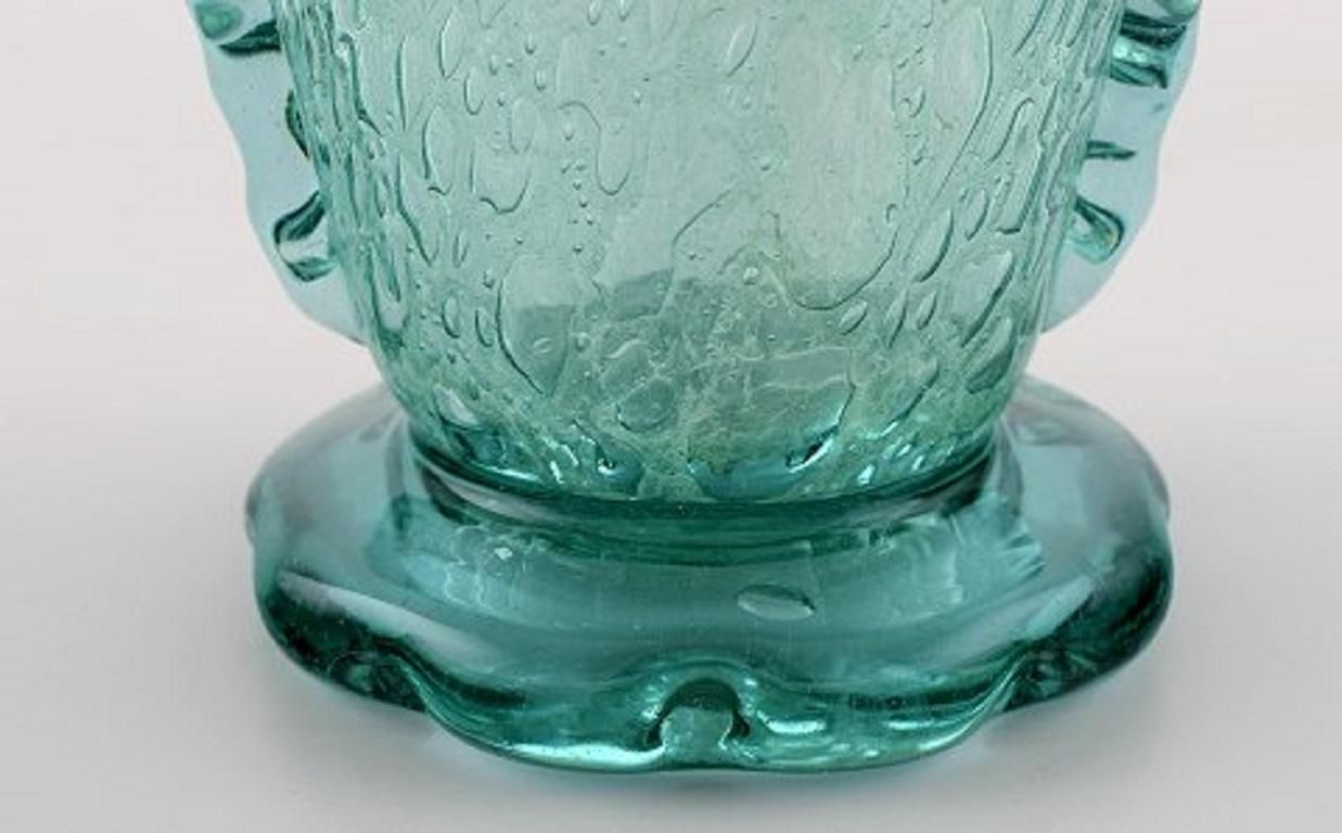 Karin Hammar For Stockholm Glasbruk, A Pair Of Vases In Turquoise Art Glass photo vinterior
