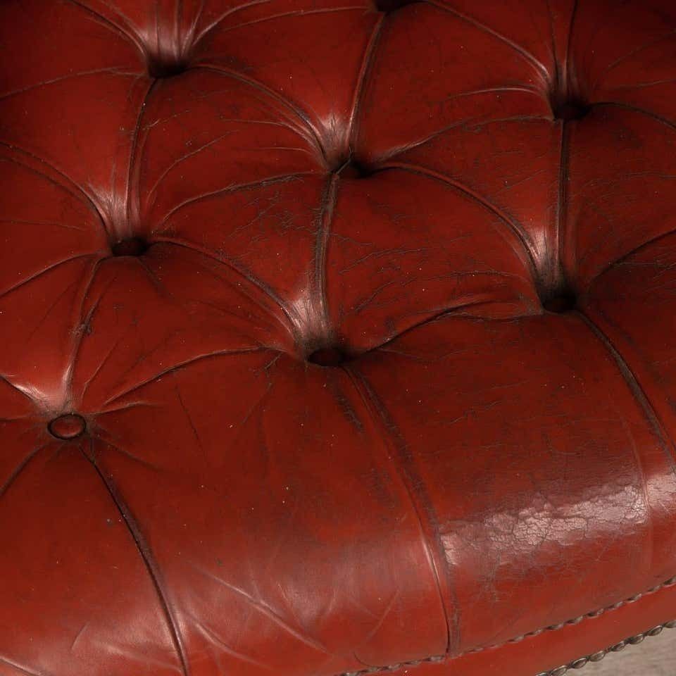 20th Century Pair Of English Leather Wingback Armchairs, Circa 1970 photo vintage
