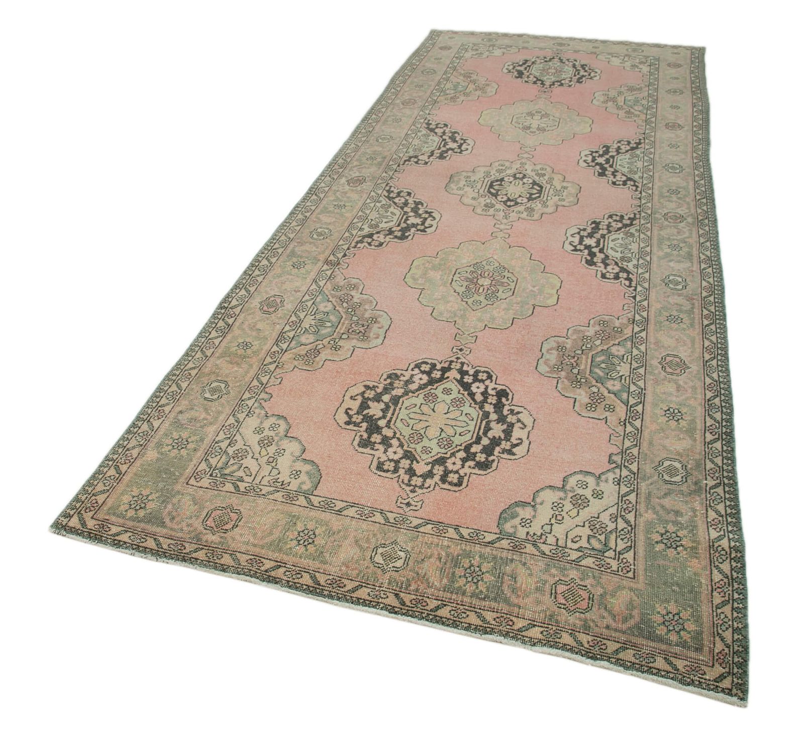 Vintage Antique Beige Runner Carpet