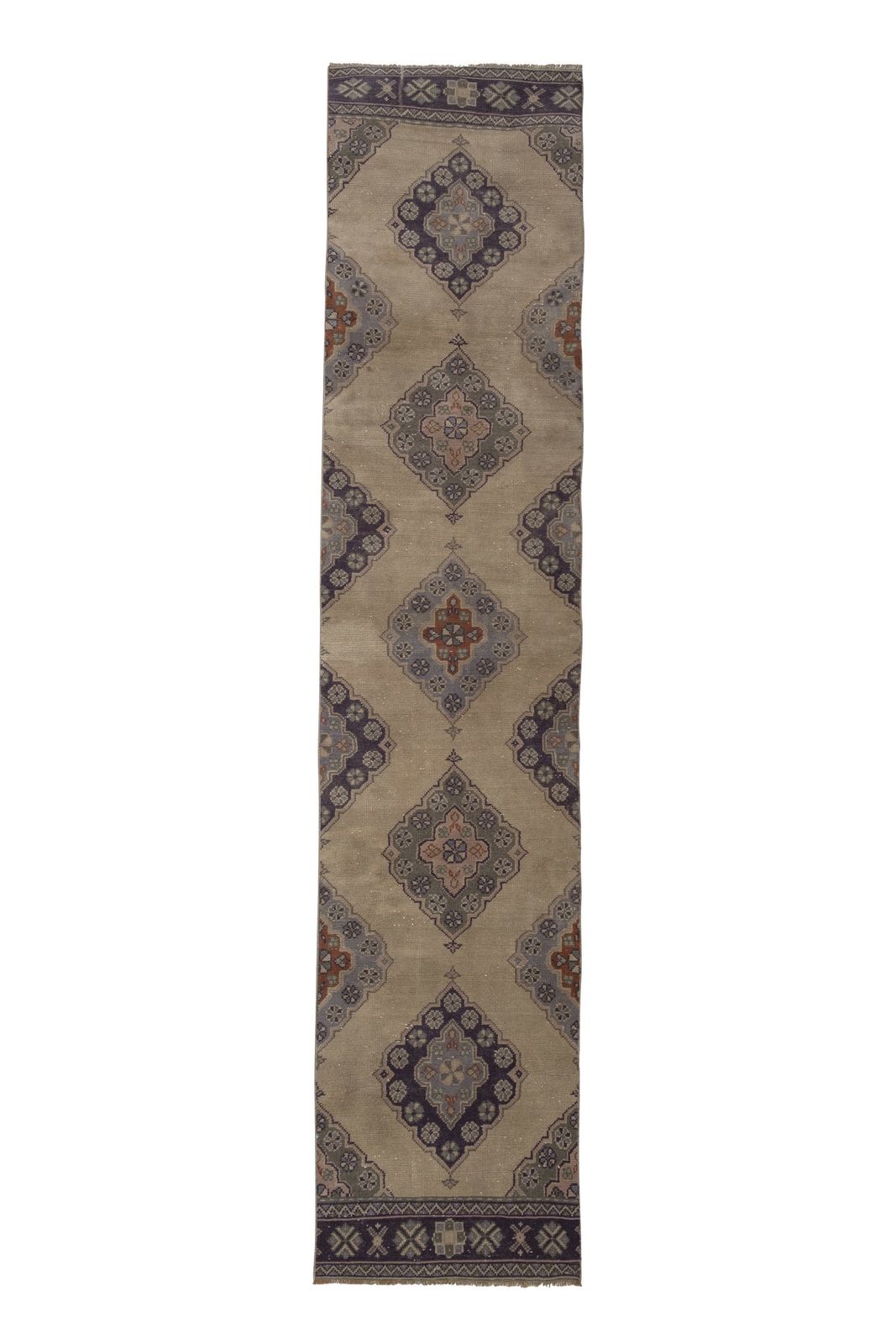 Oushak Runner Rug Turkish Hand Knotted Distressed Hallway Rug 75 X 348 Cm