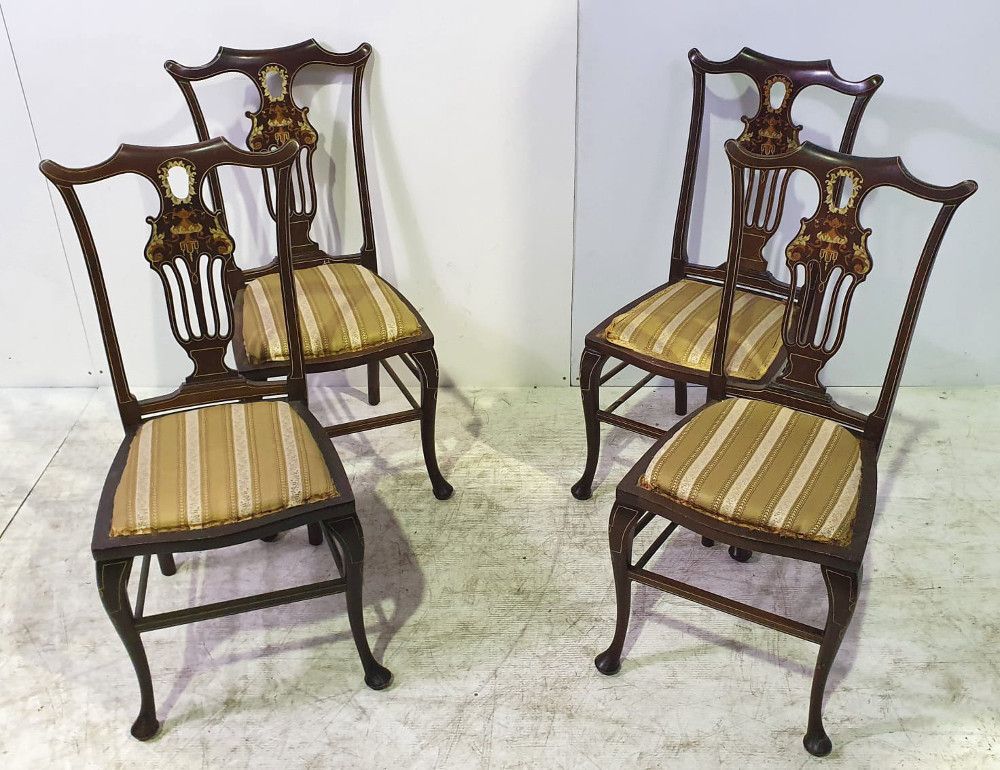 Edwardian Inlaid Mahogany Seven Piece Parlour Suite photo furniture