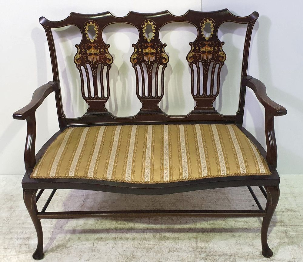 Edwardian Inlaid Mahogany Seven Piece Parlour Suite photo for sale