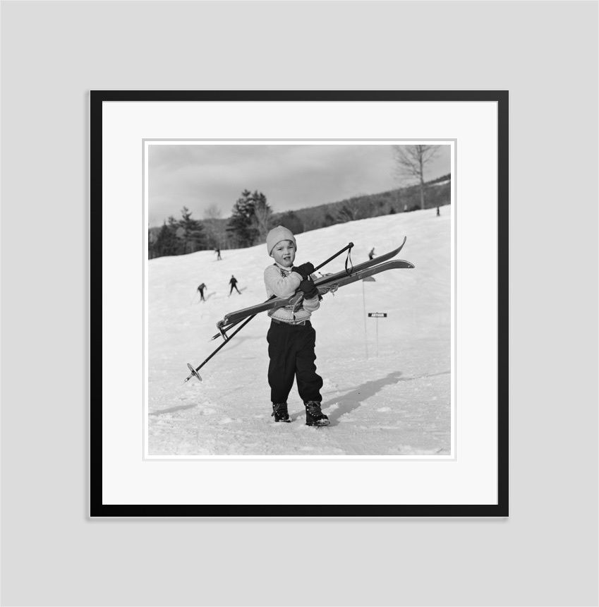 Slim Aarons 'New England Skiing Starters' 1955 Silver Gelatin Print Framed In Black