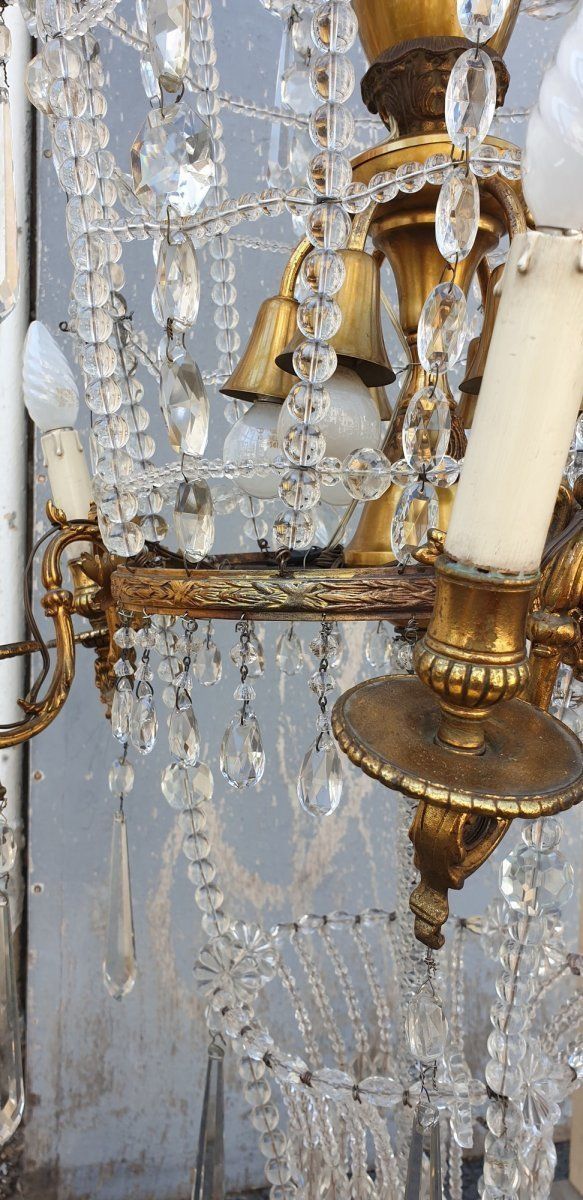 photo furniture Large Chandelier In The Shape Of A Hot Air Balloon In Bronze And Crystal, 20th Century
