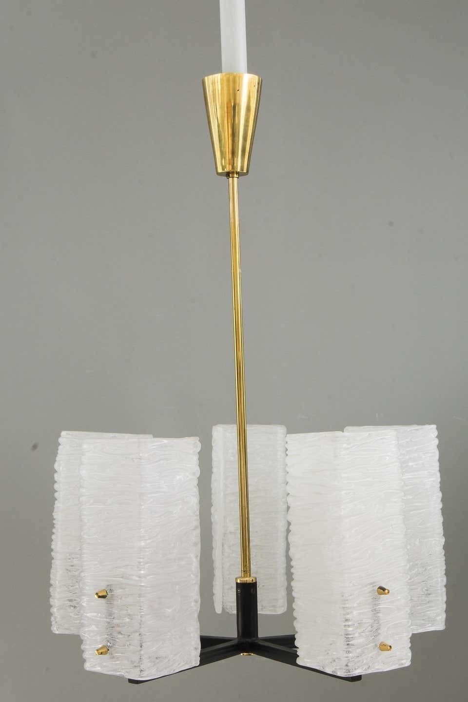 J.T. Kalmar Frosted Glass Chandelier, Vienna, Circa 1960s