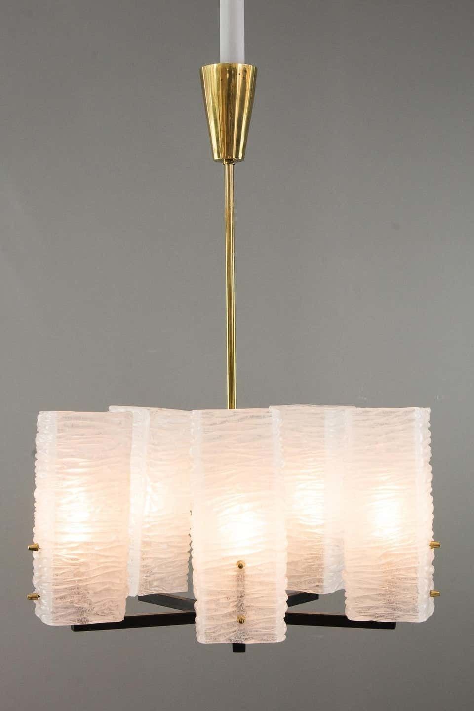 1435.0 J.T. Kalmar Frosted Glass Chandelier, Vienna, Circa 1960s photo
