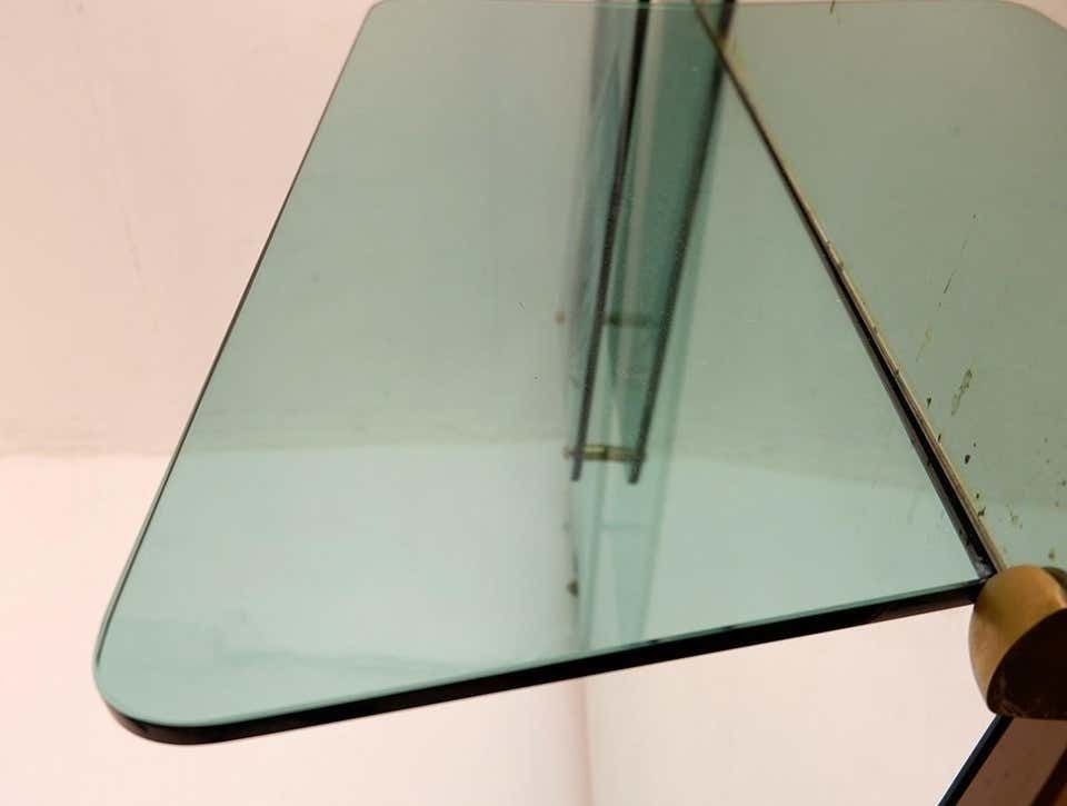 photo for sale Italian Console Mirror With Decorative Panel, Engraved Crystal, 1960s