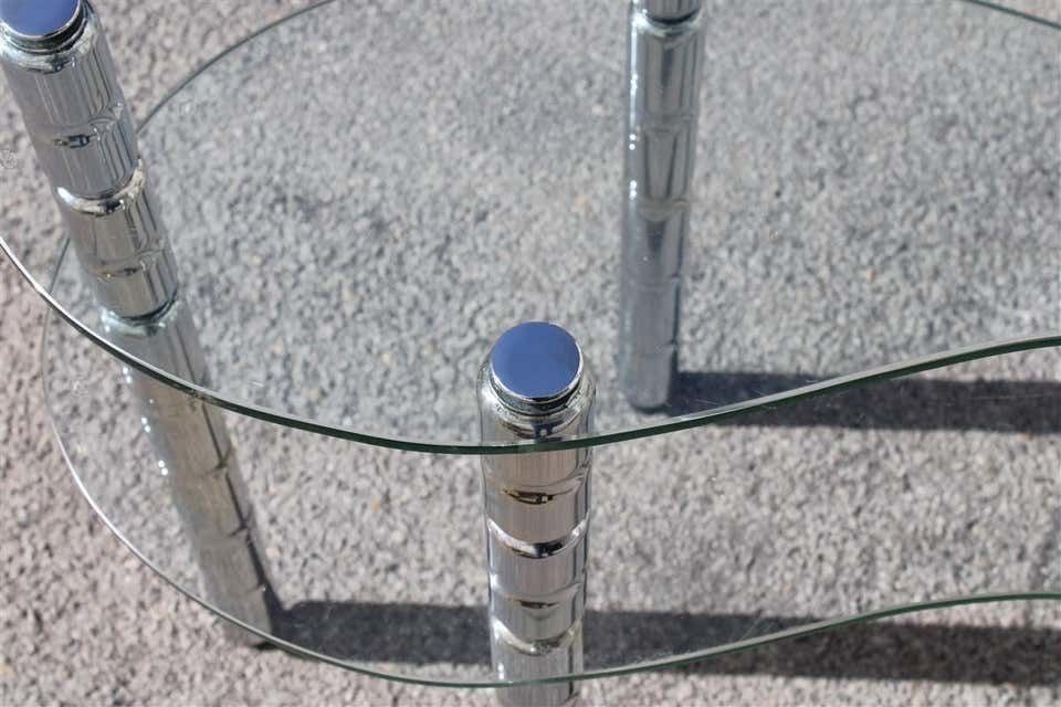 Italian Shaped Shelf In Chromed Metal And Crystals, Italy, 1960s photo furniture