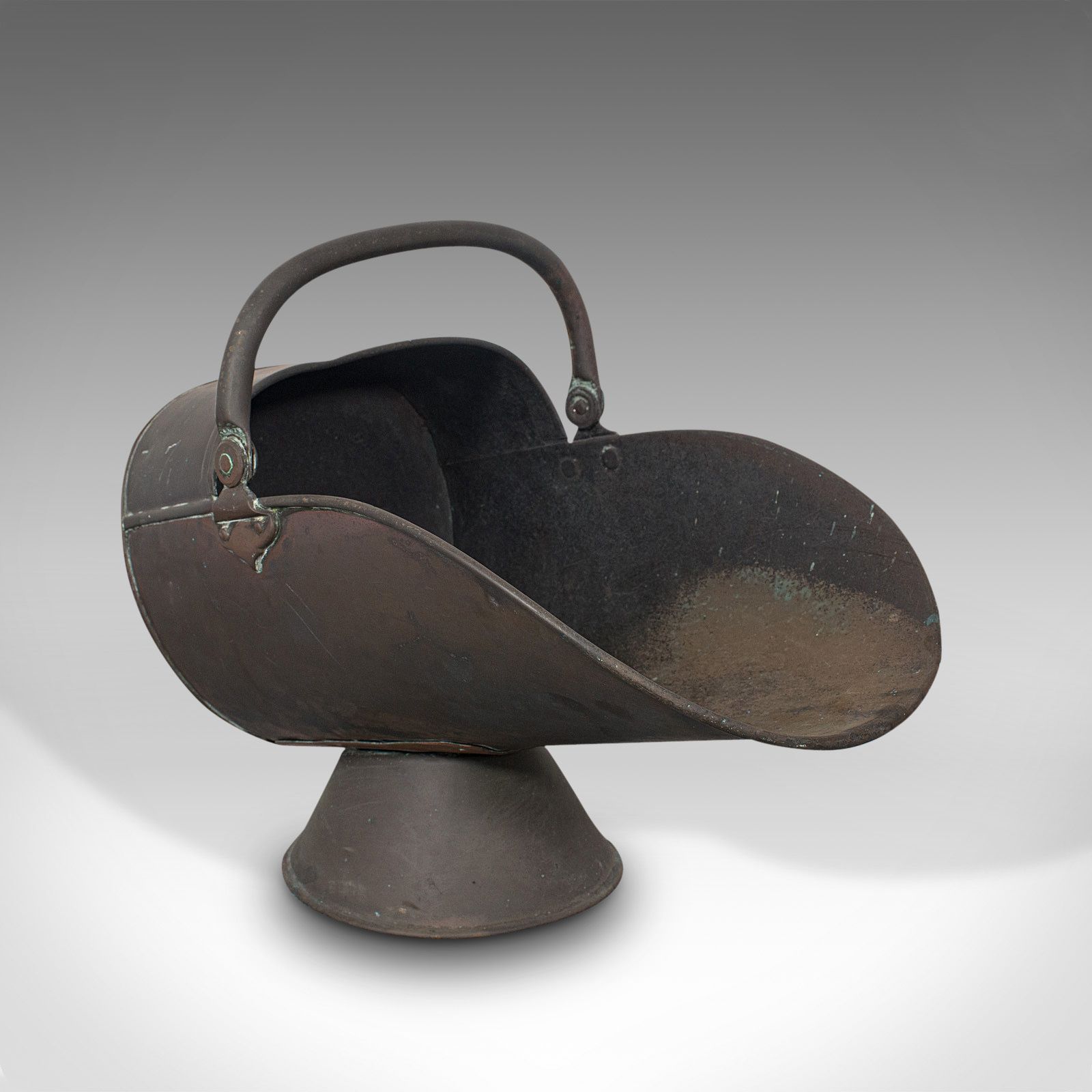 Antique Helmet Scuttle, English, Copper, Fireside, Coal, Bucket, Victorian, 1870