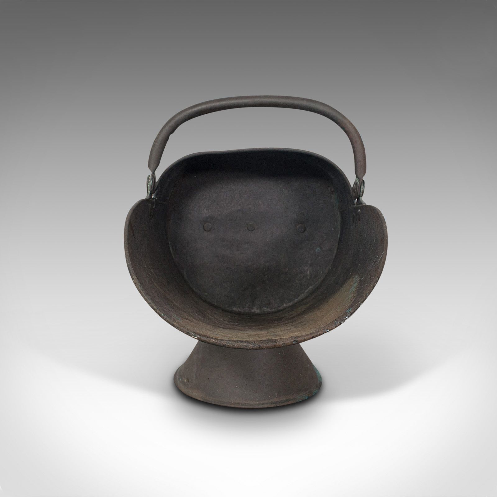 Antique Helmet Scuttle, English, Copper, Fireside, Coal, Bucket, Victorian, 1870 photo for sale