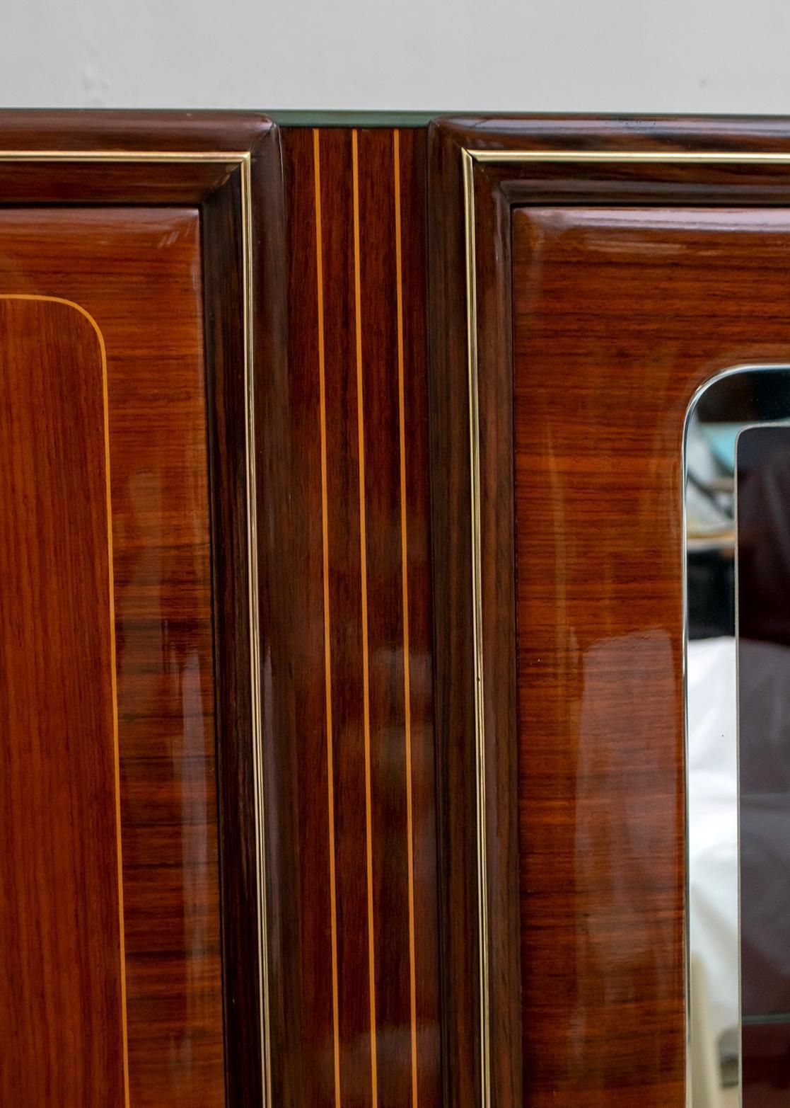 10659.0 After Gio Ponti Mid Century Modern Italian Mahogany And Brass Bar Cabinet, 1950s photo