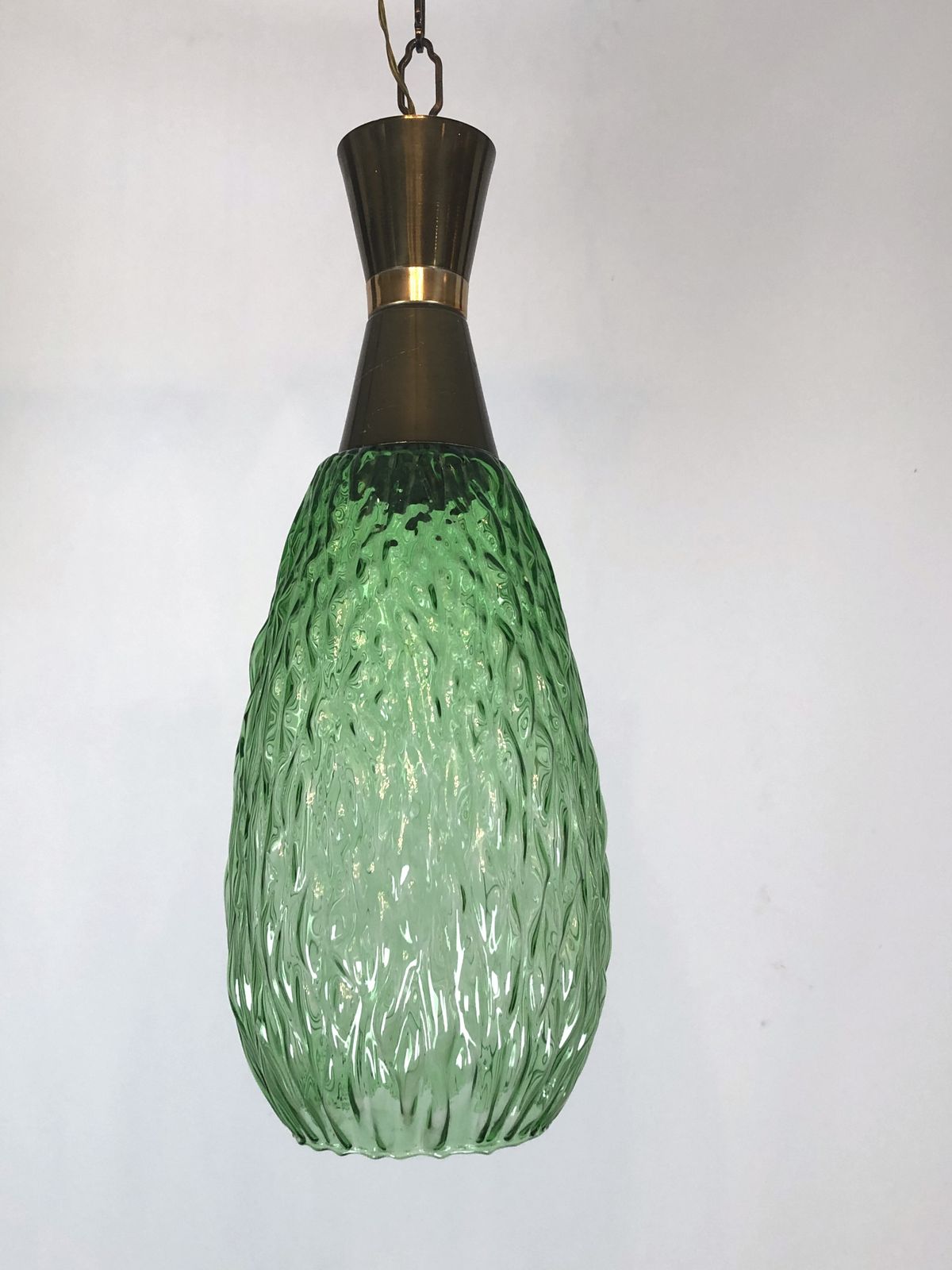 Set Of Two Vintage Italian Metal And Glass Pendant Lamps From 60s photo furniture