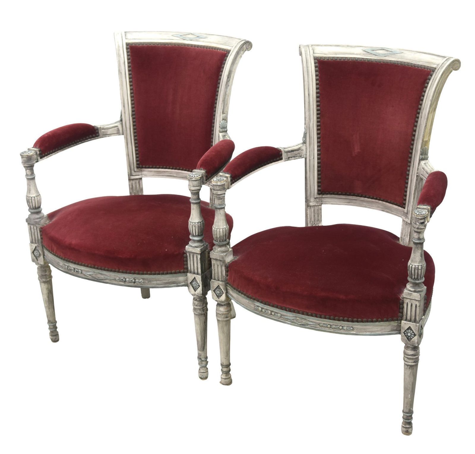 Louis XVI Armchair Burgundy Velvet In Beech Forming A Pair photo furniture