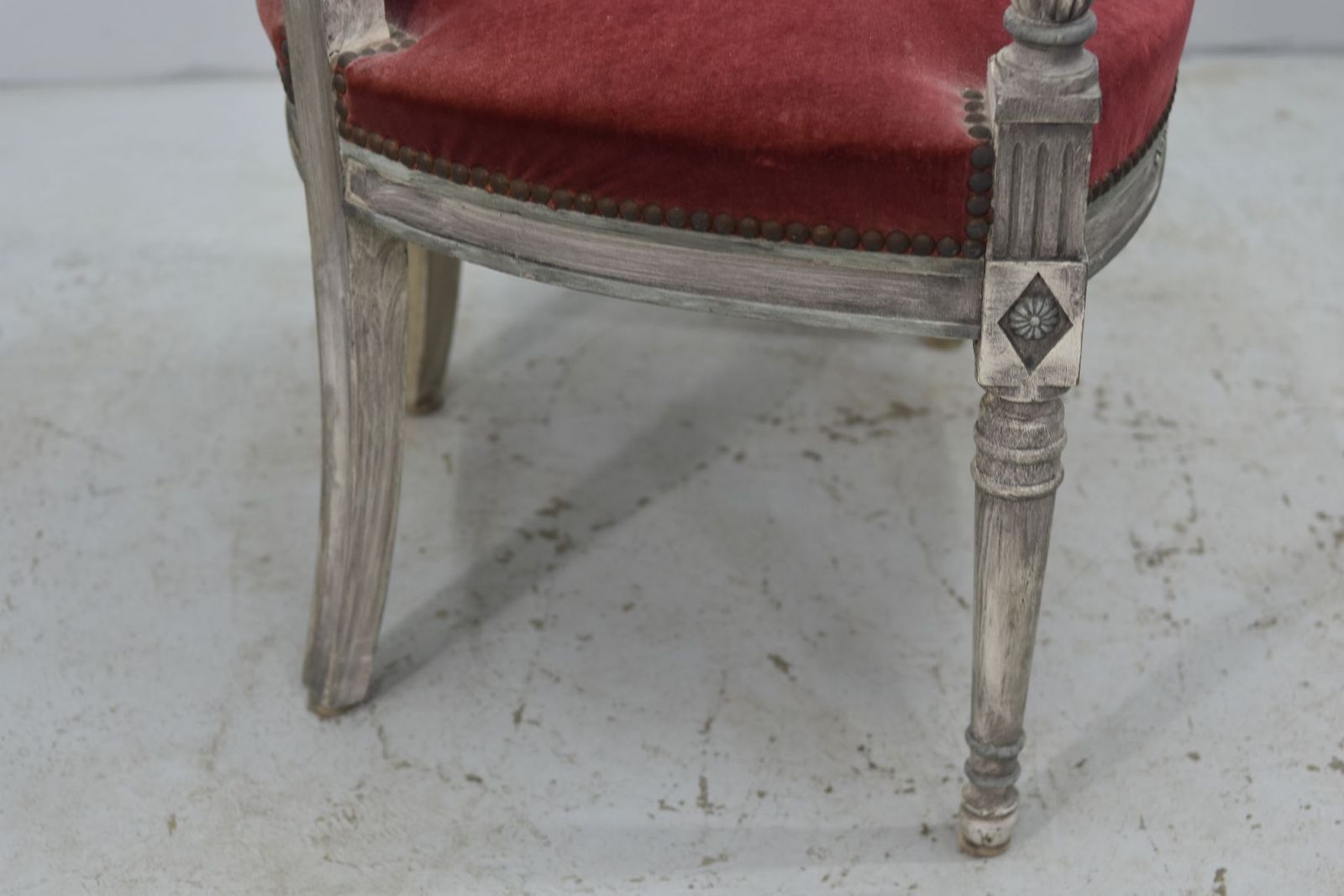 photo furniture Louis XVI Armchair Burgundy Velvet In Beech Forming A Pair