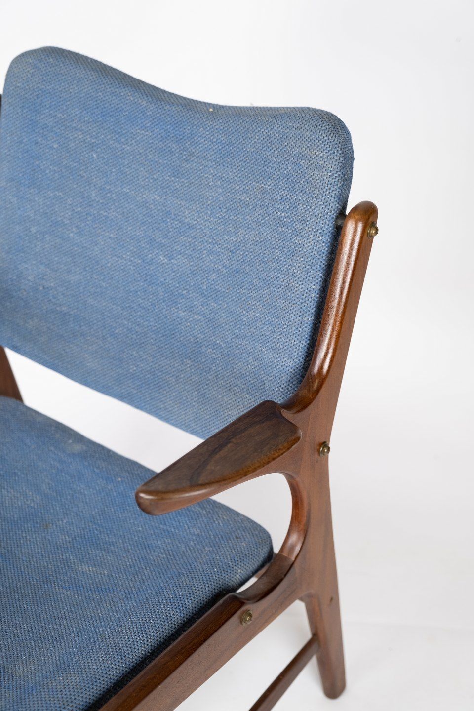 Armchair In Teak And Blue Fabric By Arne Hovmand Olsen From The 1960s. photo furniture