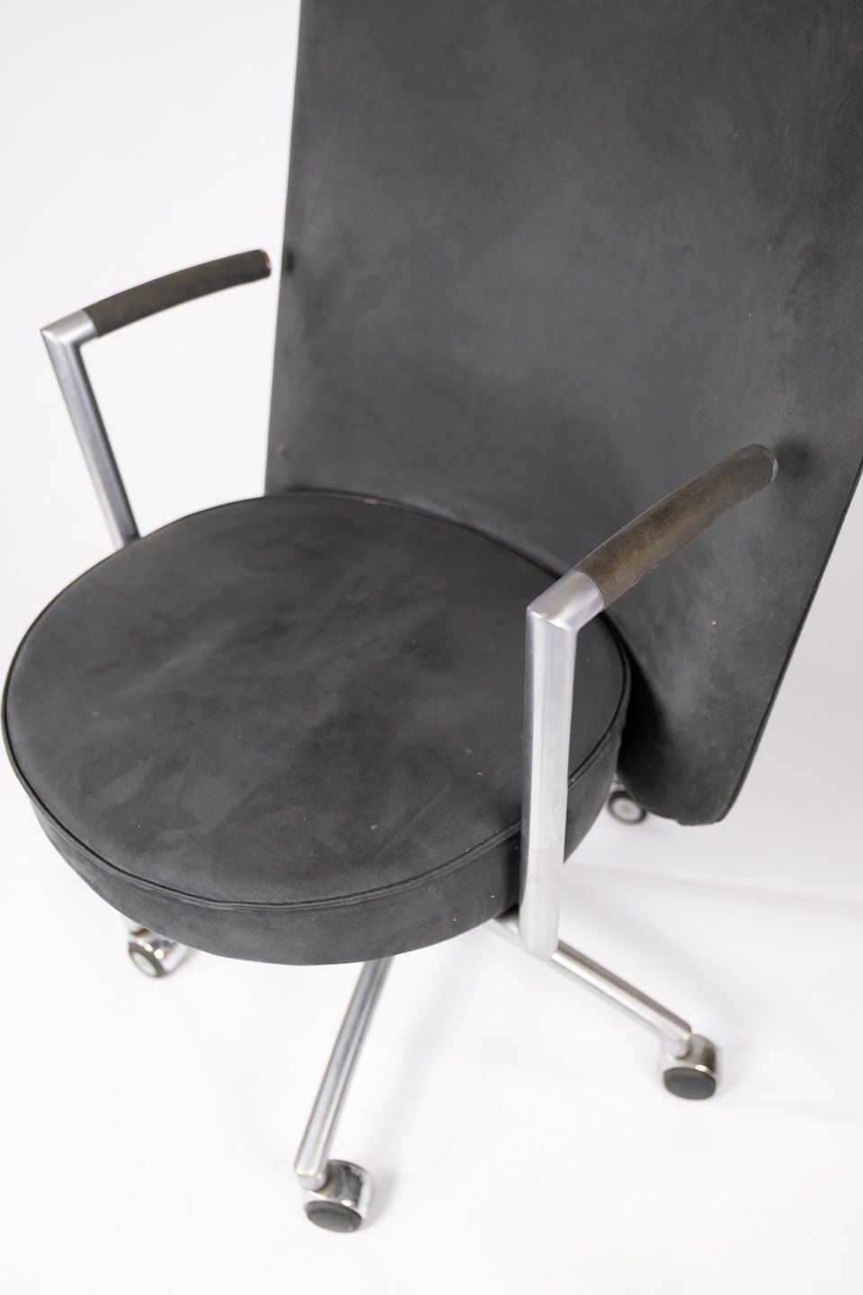Office Chair, Model Ej70, Upholstered In Dark Gray Fabric Designed By Johannes Foersom And Peter Hiort Lorentzen, And Manufactured By Erik Jørgensen. photo for sale