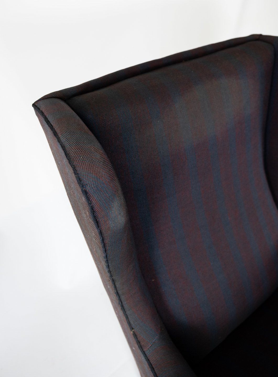 High Armchair With Dark Striped Fabric From The 1940s. photo Furniture