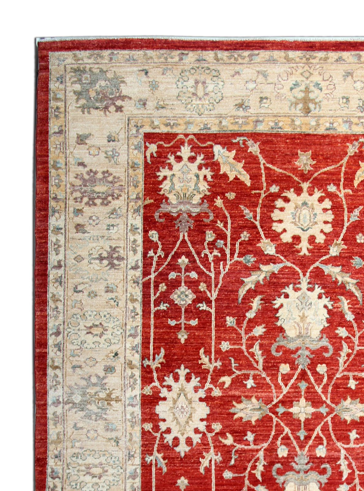 Oriental Floral Ziegler Sultanabad Rug, Handwoven Red Cream Wool Carpet 178 X 234 Cm photo vinterior