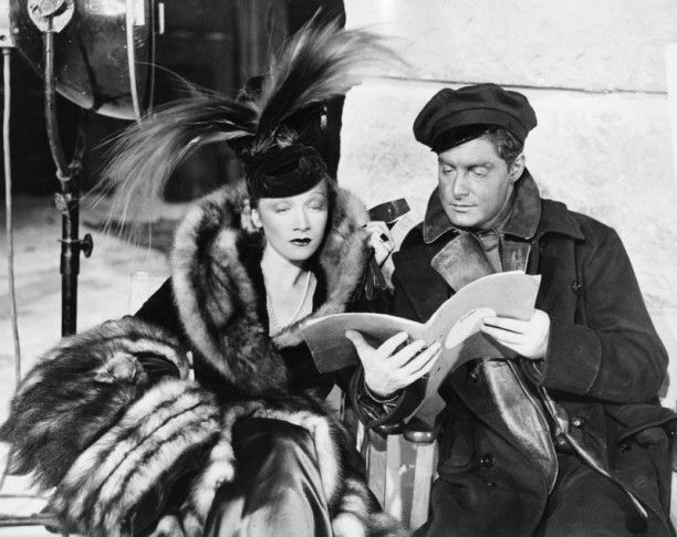 'Glamorous Marlene Dietrich & Robert Donat On Set' 1930s Film Archival Pigment Print Unframed